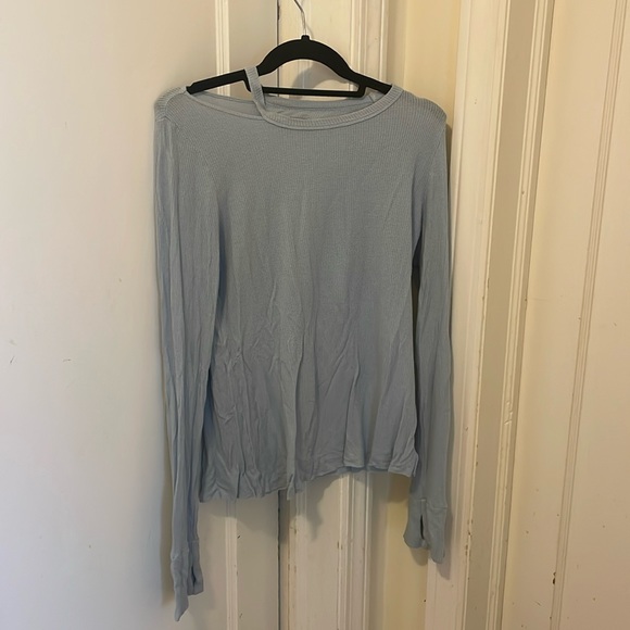 Michael Lauren light blue long sleeve with collar bone cut out size S - Picture 1 of 6